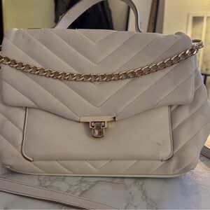 a new day White Quilted Satchel with Gold Chain